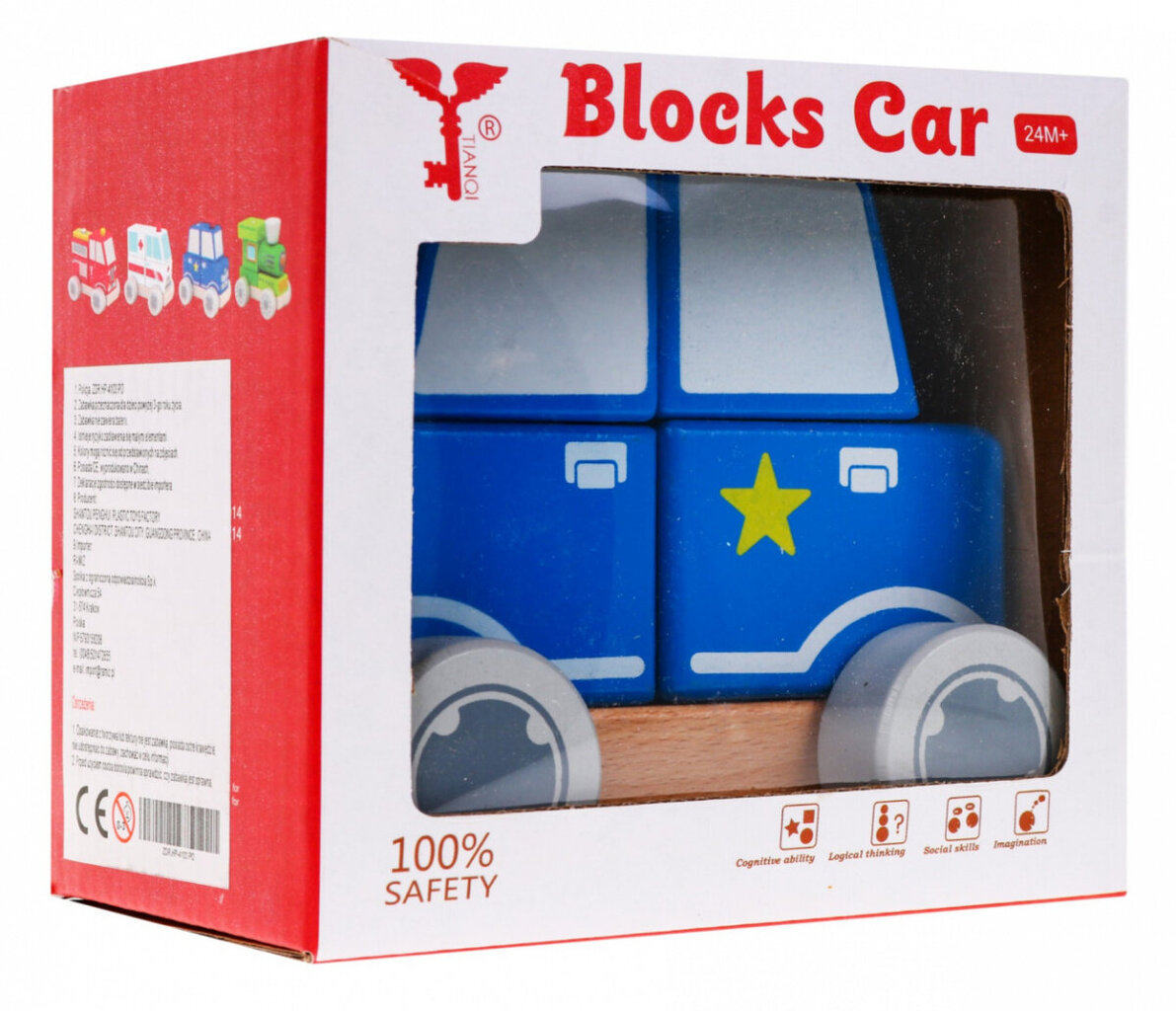 Saliekama koka policijas automašīna цена и информация | Attīstošās rotaļlietas | 220.lv