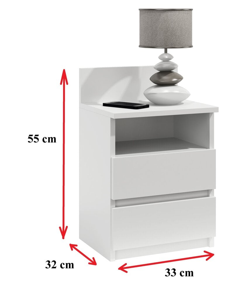 Naktsskapītis Arław, 32x33x55 cm, balts цена и информация | Naktsskapīši | 220.lv