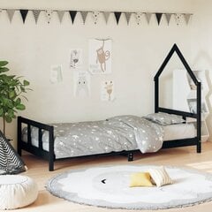 Bērnu gultas rāmis vidaXL, 90x200 cm, melns цена и информация | Детские кровати | 220.lv