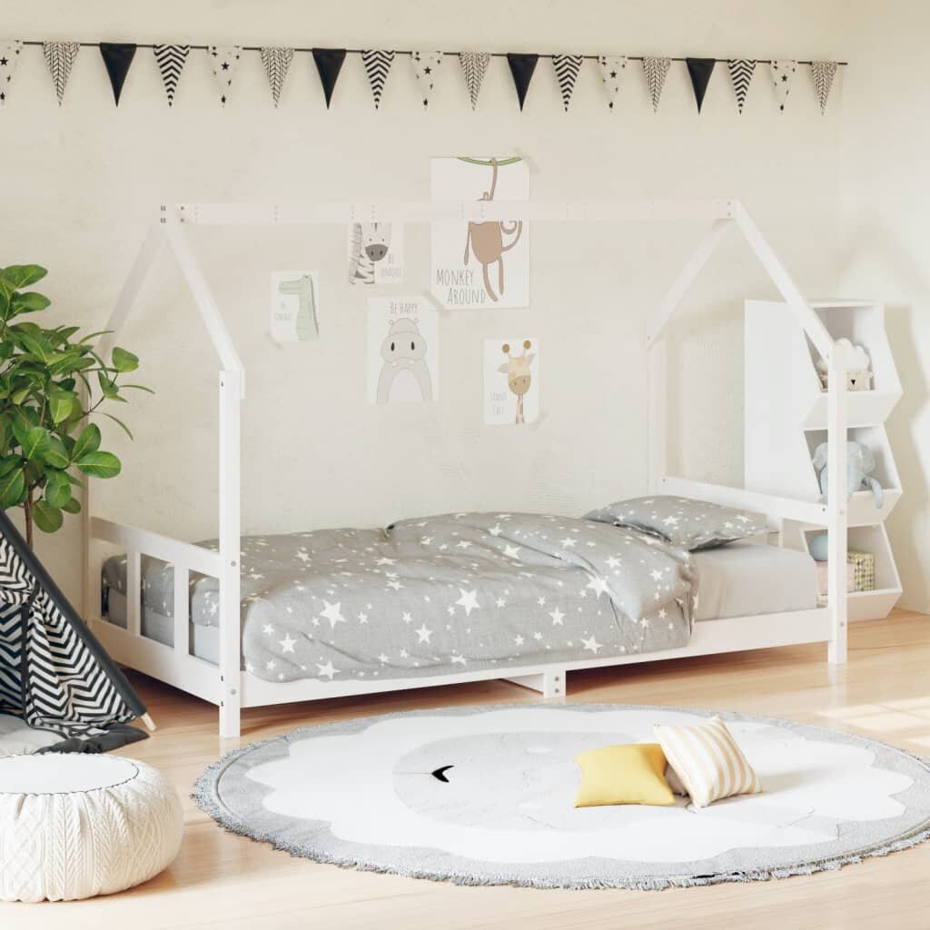 Bērnu gultas rāmis vidaXL, 90x190 cm, balts цена и информация | Bērnu gultas | 220.lv