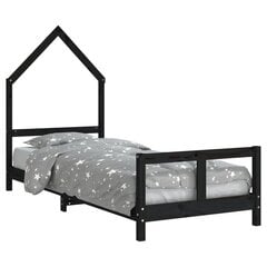Bērnu gultas rāmis vidaXL, 80x200 cm, melns cena un informācija | Bērnu gultas | 220.lv