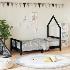 Bērnu gultas rāmis vidaXL, 80x160 cm, melns cena un informācija | Bērnu gultas | 220.lv