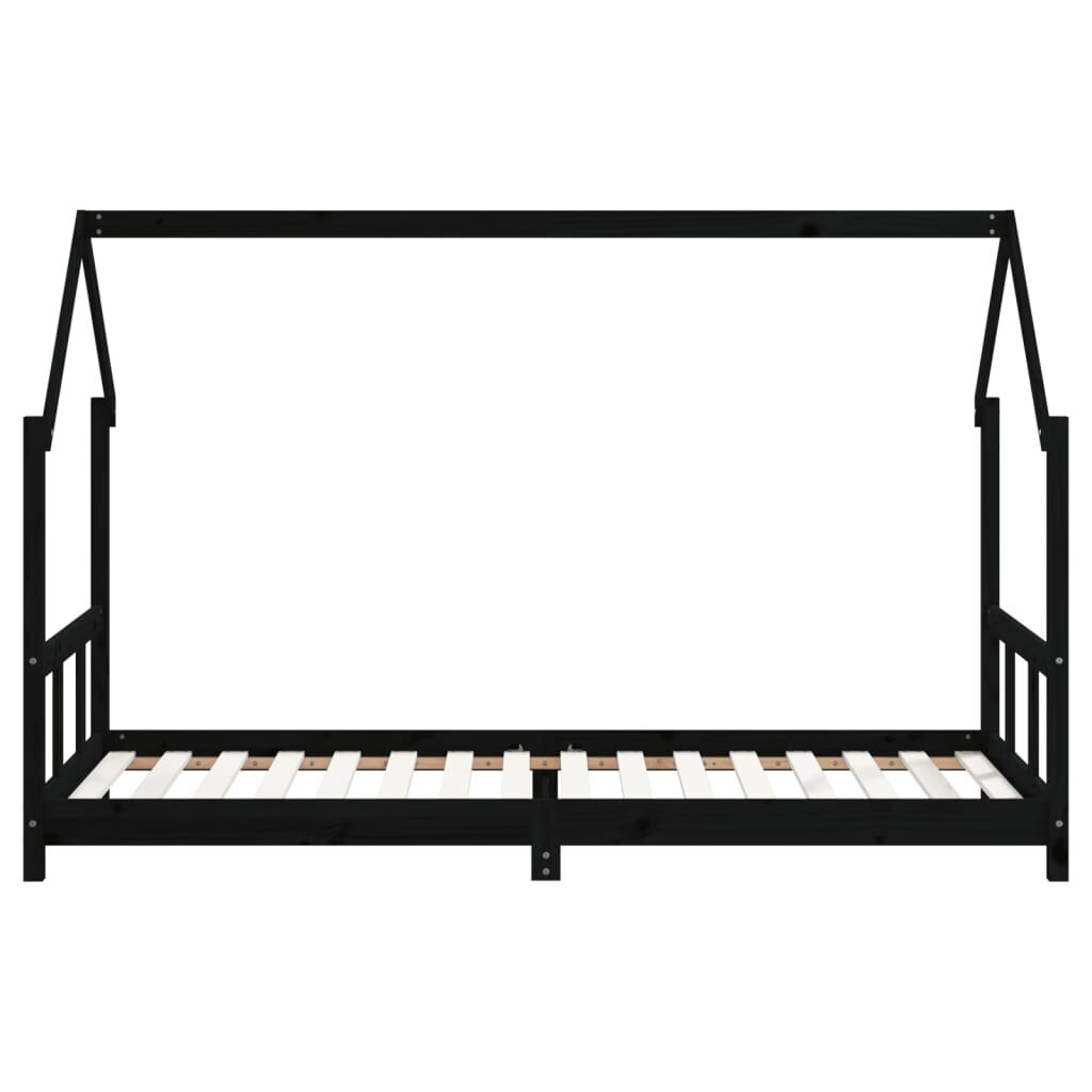 Bērnu gultas rāmis vidaXL, 90x200 cm, melns цена и информация | Bērnu gultas | 220.lv