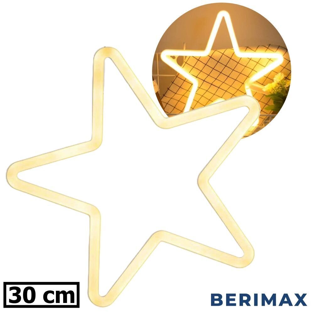 Ziemassvētku LED dekori Zvaigzne neona 30cm CL2 BERIMAX BRM_1410110WWW cena un informācija | Ziemassvētku dekorācijas | 220.lv