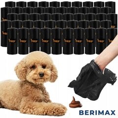 Maisiņi suņu ekskrementiem/fekālijām BERIMAX, 1000gab. cena un informācija | Kopšanas līdzekļi dzīvniekiem | 220.lv