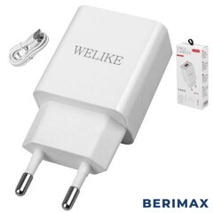 Lādētājs WK19CC ar USB TypeC kabeli BERIMAX BRM_0603029 цена и информация | Зарядные устройства для телефонов | 220.lv
