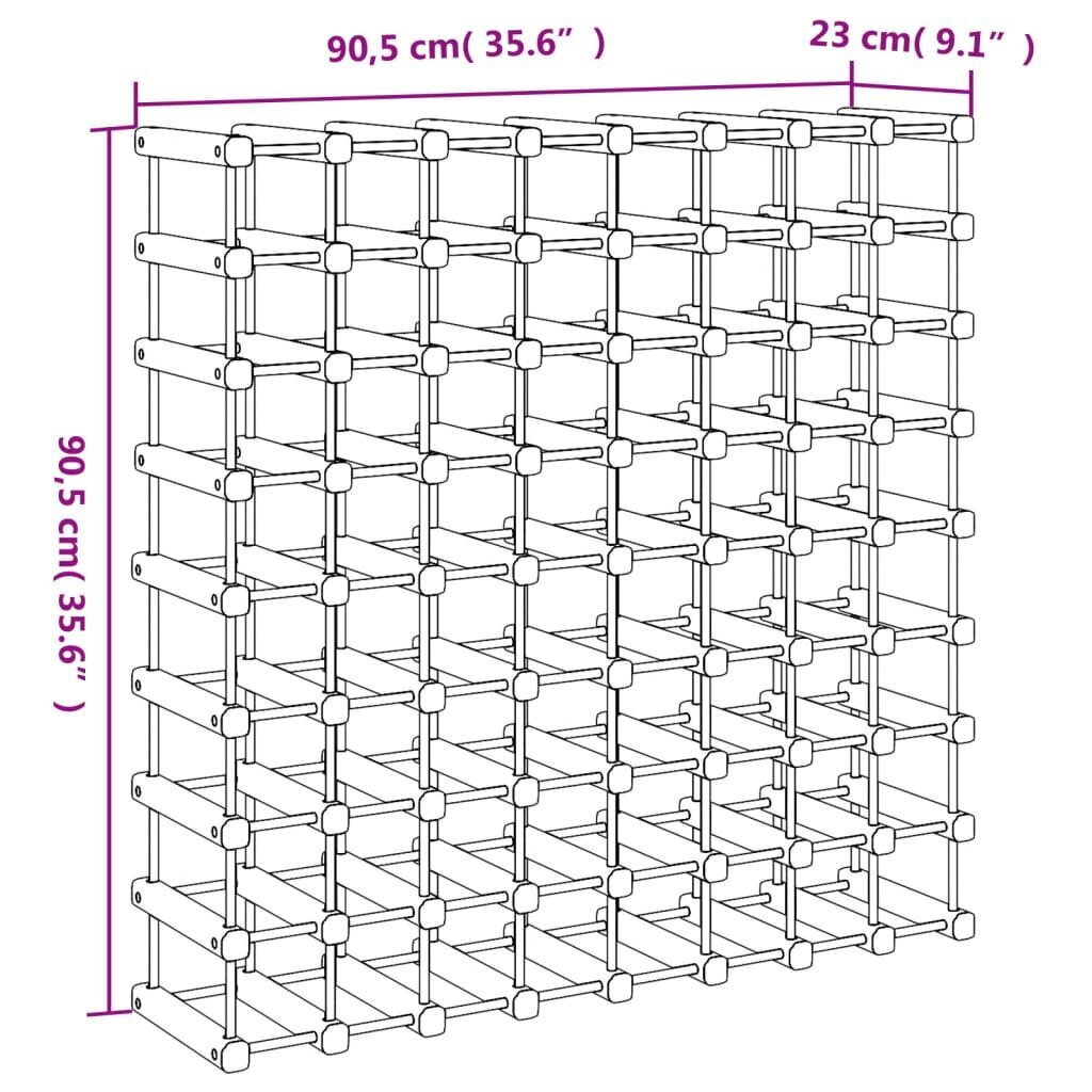 Vīna pudeļu plaukts vidaXL, 90,5x23x90,5 cm, brūns цена и информация | Plaukti | 220.lv