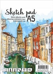 Альбом для рисования, А5, 65 листов, 80 г/м², внутренние страницы гладкие, со спиралью вверху цена и информация | Тетради и бумажные товары | 220.lv