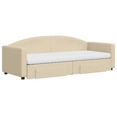 Izvelkams dīvāns ar atvilktnēm vidaXL, 80x200 cm, krēmkrāsas cena un informācija | Gultas | 220.lv