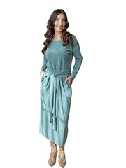 Длинное велюровое платье с поясом Lega SKZ155, морской зеленый цена и информация | Платья | 220.lv