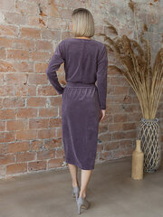 Длинное велюровое платье с поясом Lega SKZ155, пыльный пурпур цена и информация | Платья | 220.lv