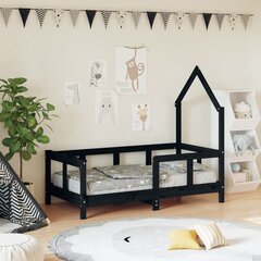 Bērnu gultas rāmis vidaXL, 70x140 cm, melns цена и информация | Детские кровати | 220.lv