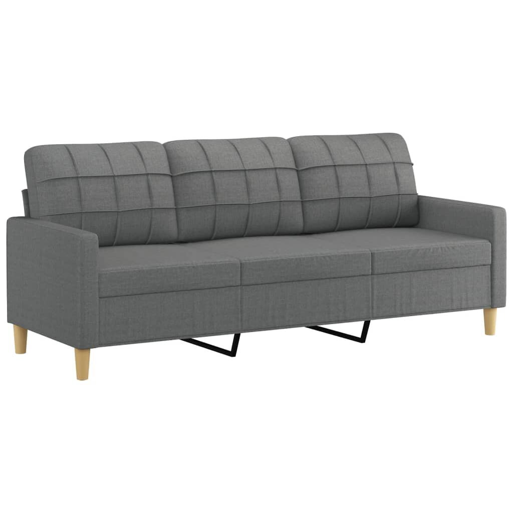 Trīsdaļīgs dīvānu komplekts ar spilveniem vidaXL, tumši pelēks cena un informācija | Dīvāni | 220.lv