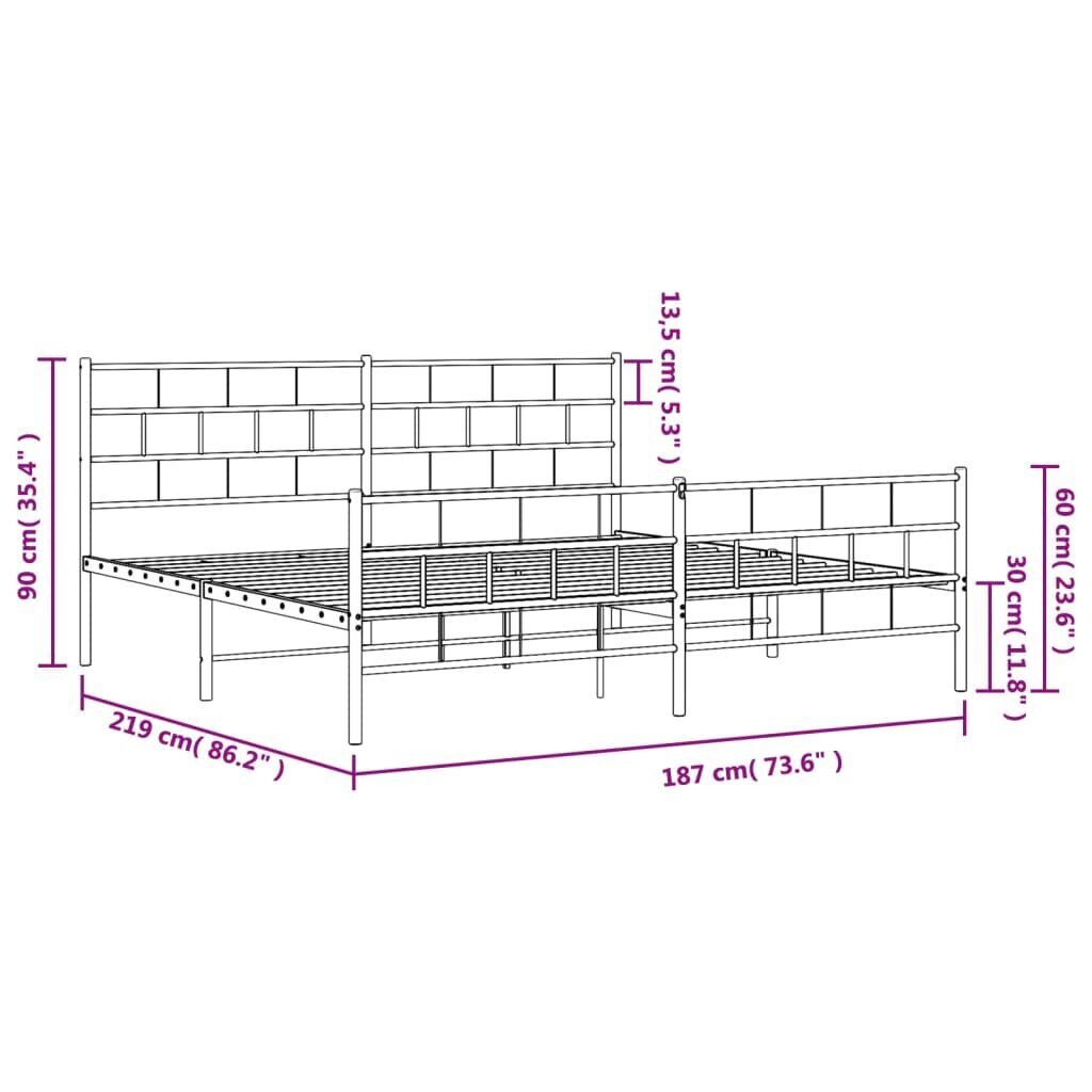 Gultas rāmis ar galvgali un kājgali vidaXL, 183x213 cm, balts cena un informācija | Gultas | 220.lv