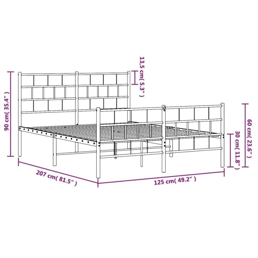 Gultas rāmis ar galvgali un kājgali vidaXL, 120x200 cm, balts cena un informācija | Gultas | 220.lv