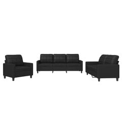 Trīsdaļīgs dīvānu komplekts ar spilveniem vidaXL, melns цена и информация | Диваны | 220.lv
