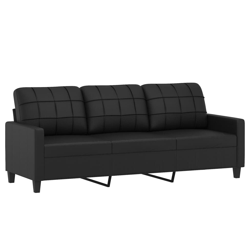 Trīsdaļīgs dīvānu komplekts ar spilveniem vidaXL, melns cena un informācija | Dīvāni | 220.lv