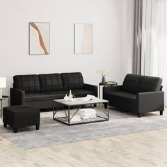 Trīsdaļīgs dīvānu komplekts ar spilveniem vidaXL, melns цена и информация | Диваны | 220.lv