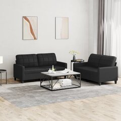 Divdaļīgs dīvānu komplekts ar spilveniem vidaXL, melns cena un informācija | Dīvāni | 220.lv