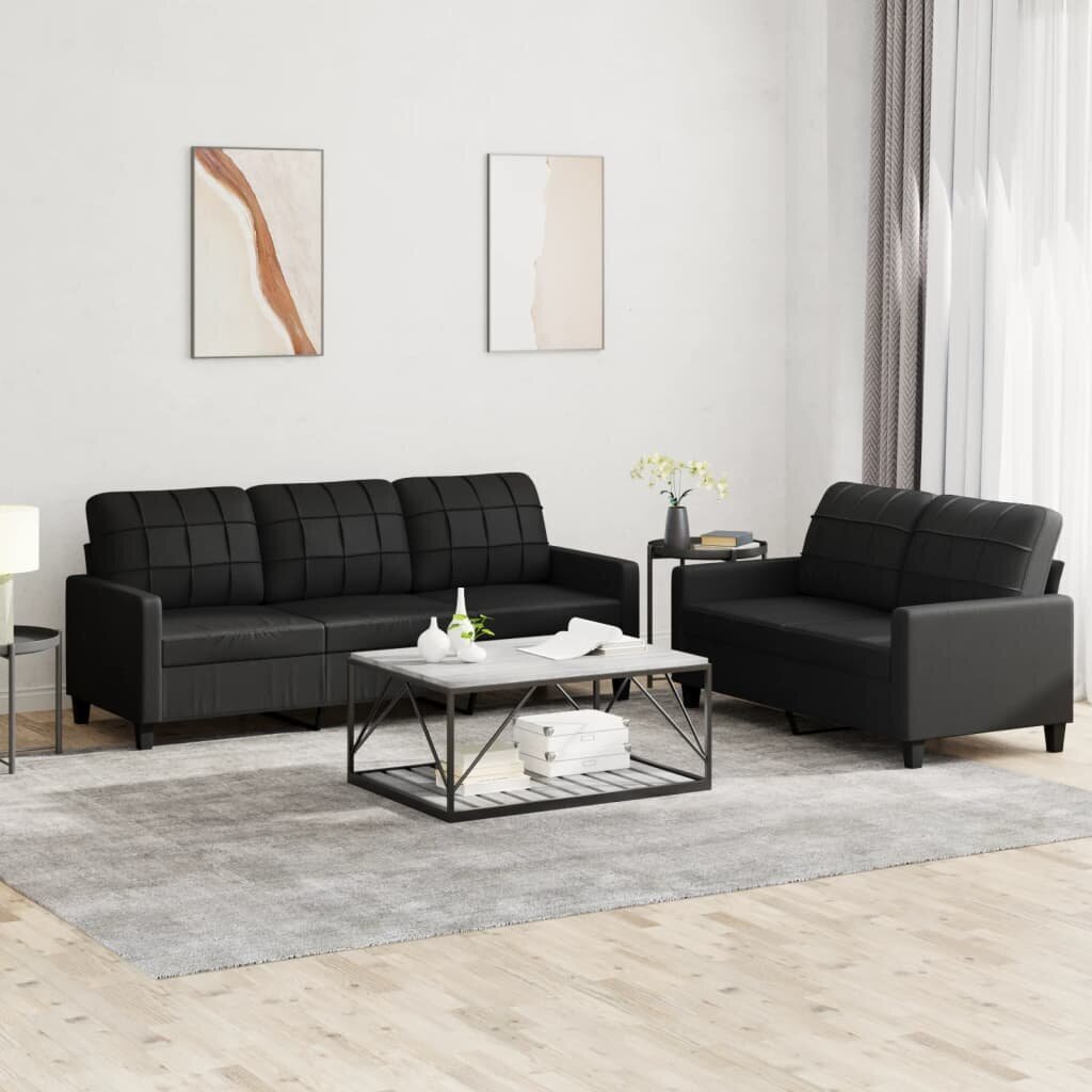 Divdaļīgs dīvānu komplekts ar spilveniem vidaXL, melns цена и информация | Dīvāni | 220.lv