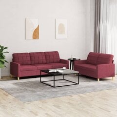 Divdaļīgs dīvānu komplekts ar spilveniem vidaXL, sarkans цена и информация | Диваны | 220.lv