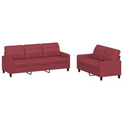 Divdaļīgs dīvānu komplekts ar spilveniem vidaXL, sarkans cena un informācija | Dīvāni | 220.lv