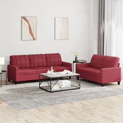 Divdaļīgs dīvānu komplekts ar spilveniem vidaXL, sarkans cena un informācija | Dīvāni | 220.lv