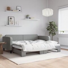 Izvelkams dīvāns vidaXL, 90x200 cm, gaiši pelēks cena un informācija | Gultas | 220.lv
