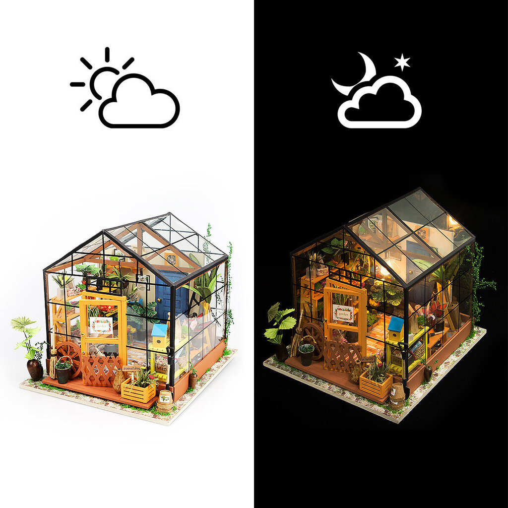 Saliekamā koka miniatūra TM Varvikas - Roombox Cathy's flower house RB003e cena un informācija | Konstruktori | 220.lv