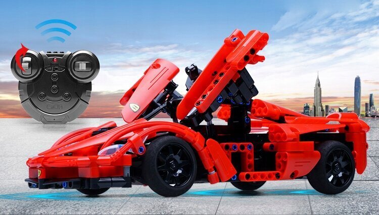 Ar tālvadības pulti vadāma automašīna ar ziepju burbuļa pistoli Cada Ferrari, 380d. cena un informācija | Konstruktori | 220.lv