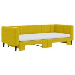 Izvelkams dīvāns ar matraci vidaXL, 90x200 cm, dzeltens cena un informācija | Gultas | 220.lv