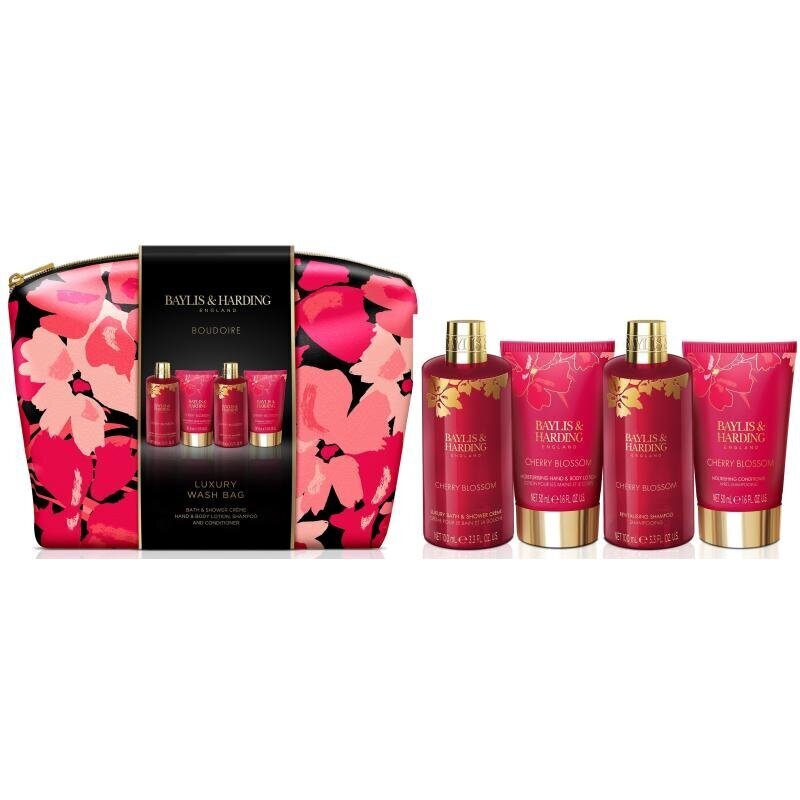 Kosmētikas komplekts Baylis & Harding Boudiore Cherry Blossom Luxury Wash: dušas krēms, 100 ml + ķermeņa losjons, 50 ml + šampūns, 100 ml + kondicionieris, 50 ml + kosmētiskas somiņa цена и информация | Ķermeņa krēmi, losjoni | 220.lv