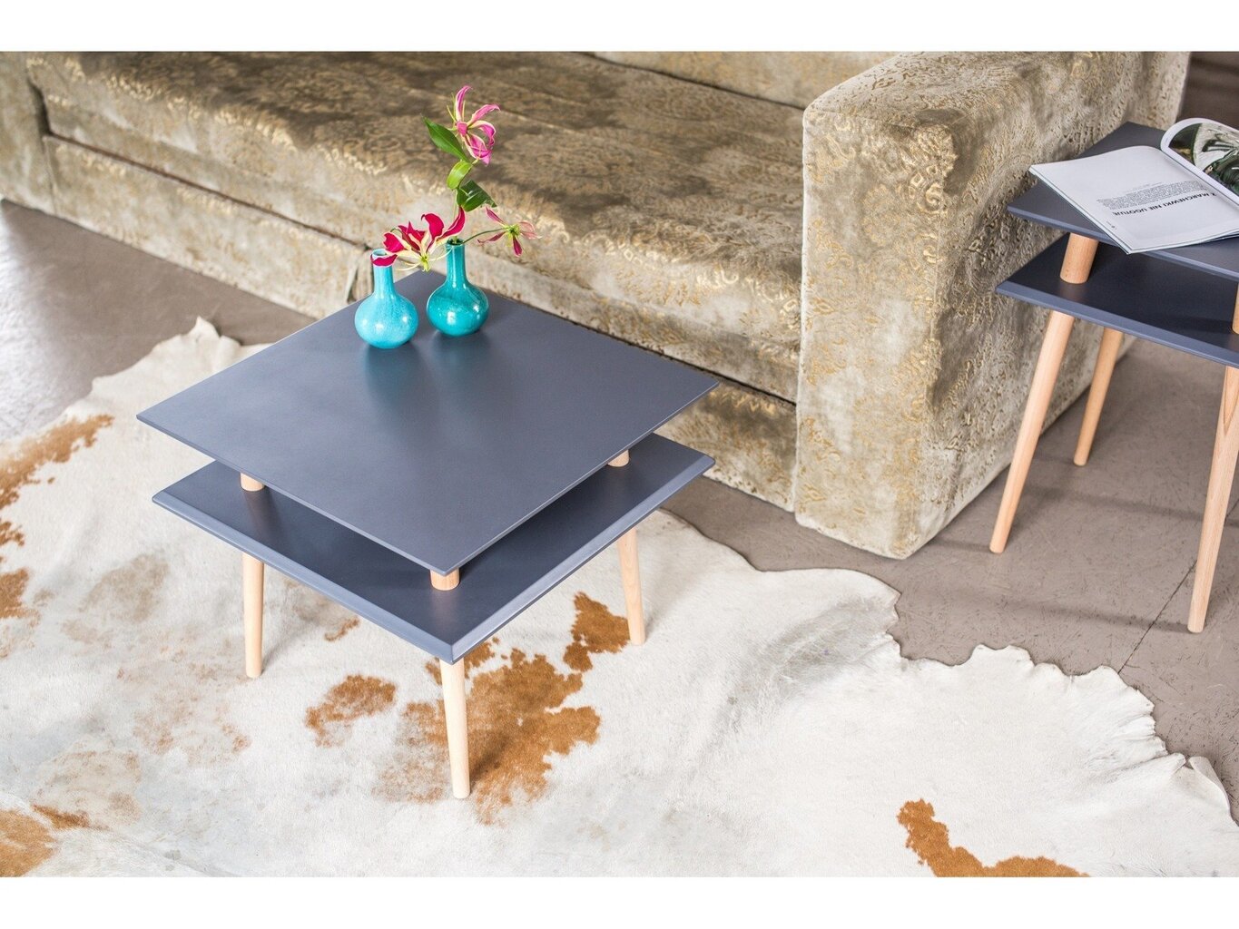 Kafijas galds Square, 55x55x45cm, balts cena un informācija | Žurnālgaldiņi | 220.lv