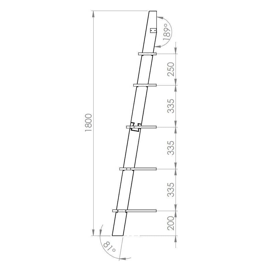 Kāpņu plaukts Ashme, 85x35x180 cm, balts cena un informācija | Plaukti | 220.lv