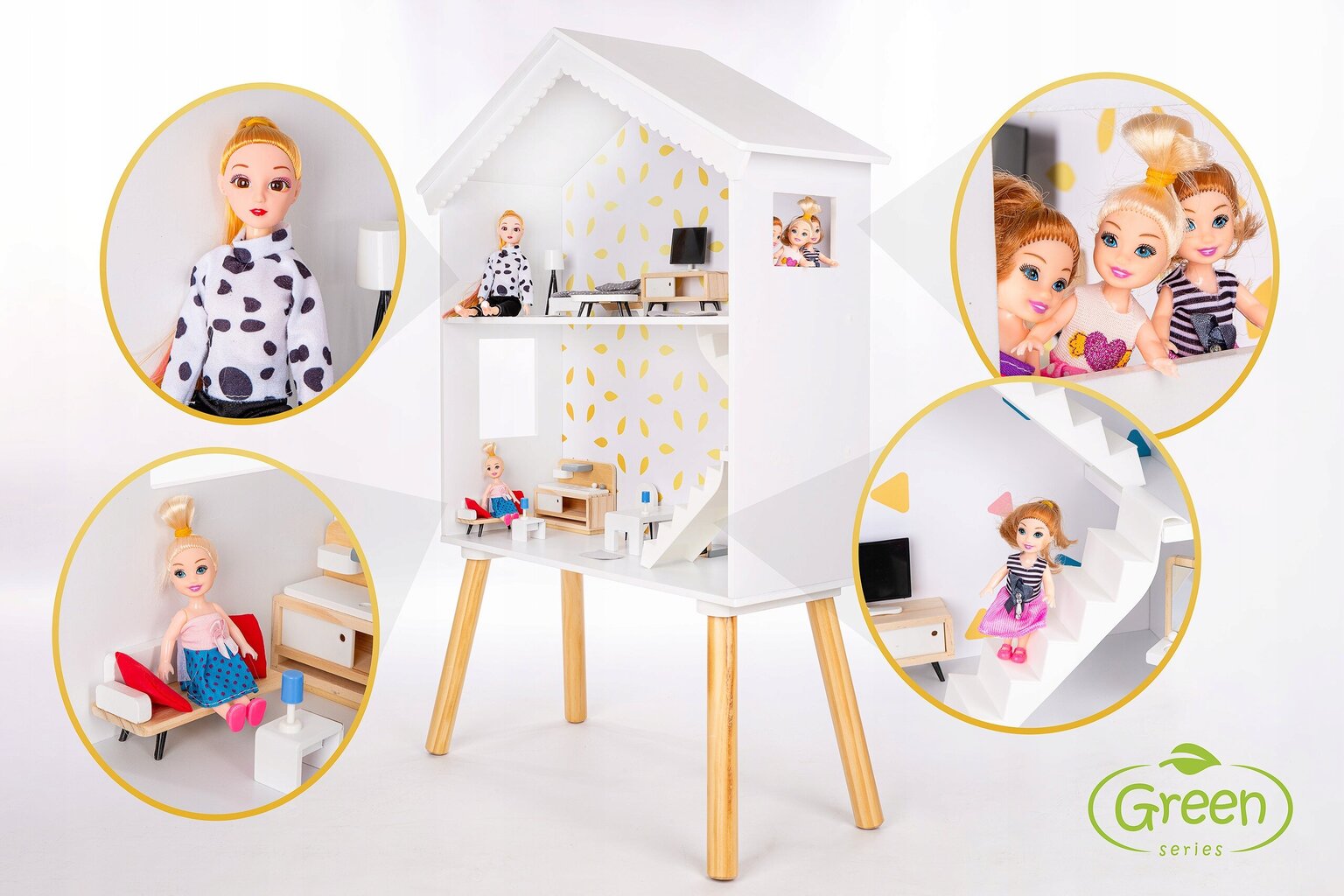 Leļļu māja Kinderplay, 100 cm, balta cena un informācija | Rotaļlietas meitenēm | 220.lv