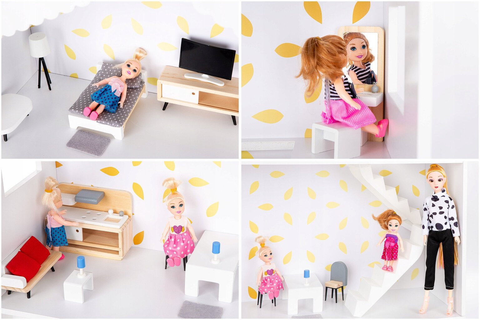 Leļļu māja Kinderplay, 100 cm, balta cena un informācija | Rotaļlietas meitenēm | 220.lv