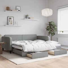 Izvelkams dīvāns ar atvilktnēm vidaXL, 100x200cm, gaiši pelēks цена и информация | Кровати | 220.lv