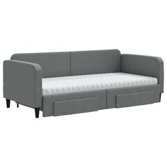 Izvelkams dīvāns ar atvilktnēm vidaXL, 90x190 cm, pelēks cena un informācija | Gultas | 220.lv