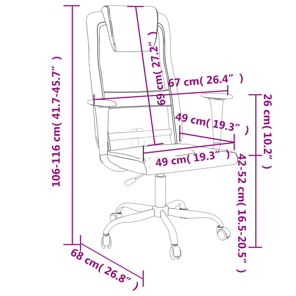 Biroja krēsls vidaXL, balts cena un informācija | Biroja krēsli | 220.lv