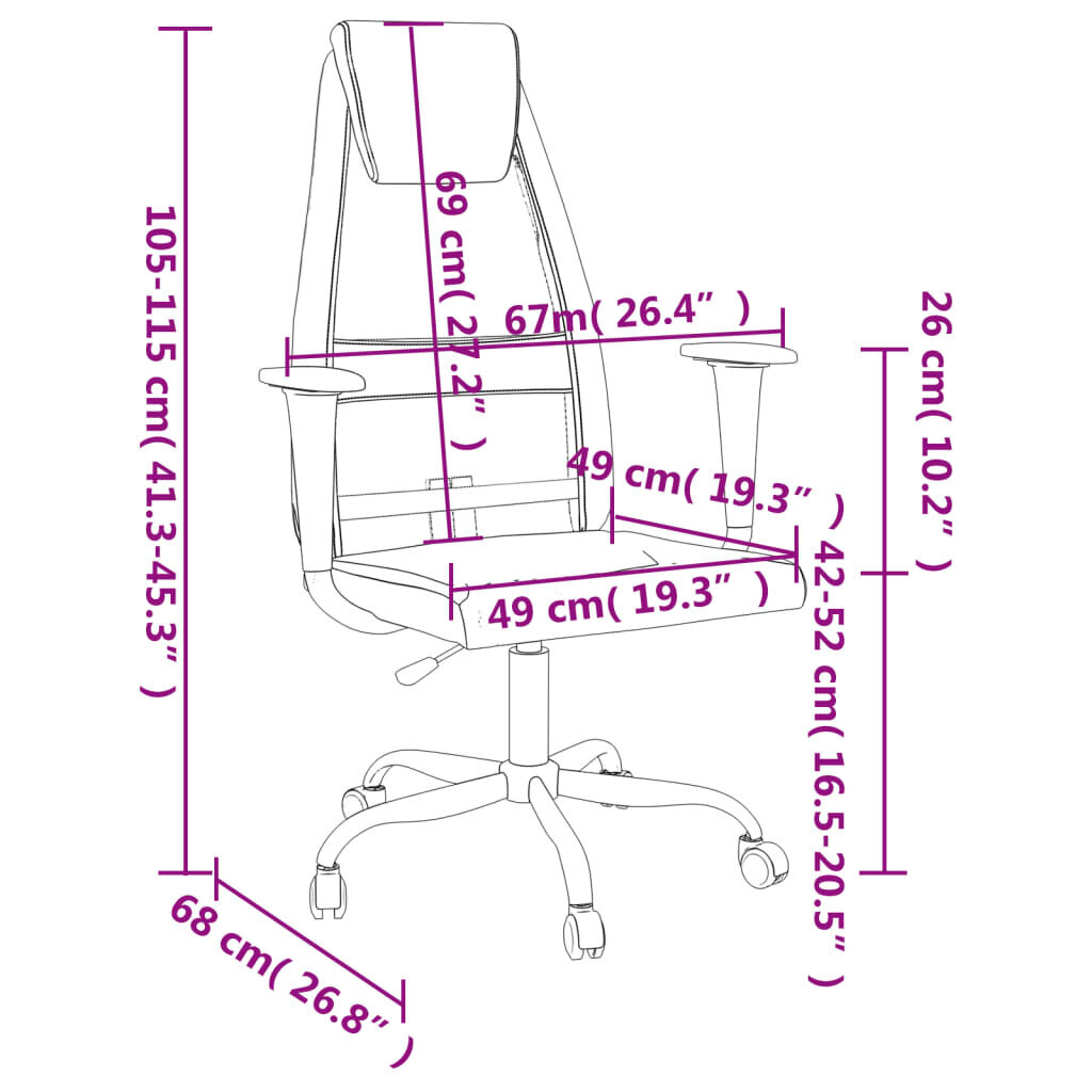 Biroja krēsls vidaXL, pelēks cena un informācija | Biroja krēsli | 220.lv