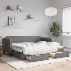 Izvelkams dīvāns ar atvilktnēm vidaXL, 80x200 cm, pelēks цена и информация | Кровати | 220.lv