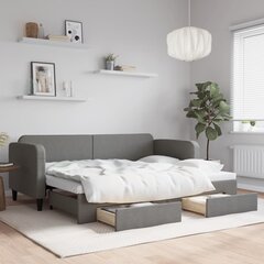 Izvelkams dīvāns ar atvilktnēm vidaXL, 80x200 cm, pelēks cena un informācija | Gultas | 220.lv