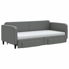 Izvelkams dīvāns ar atvilktnēm vidaXL, 90x200 cm, pelēks cena un informācija | Gultas | 220.lv