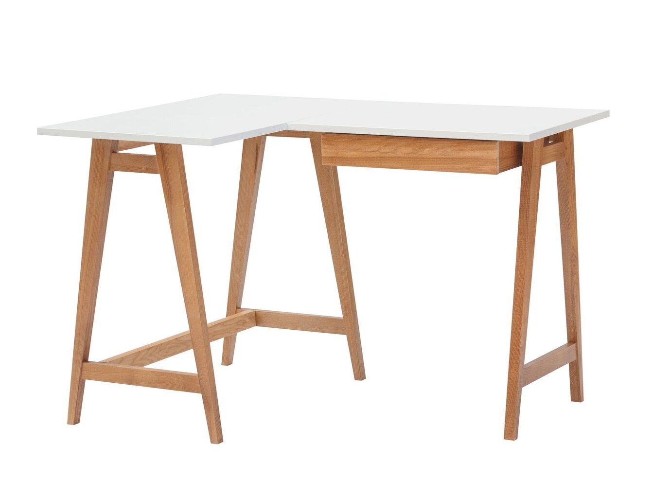 Stūra galds Luka kreisā puse, 115x85 cm, balts cena un informācija | Datorgaldi, rakstāmgaldi, biroja galdi | 220.lv