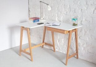Stūra galds Luka kreisā puse, 115x85 cm, balts цена и информация | Компьютерные, письменные столы | 220.lv