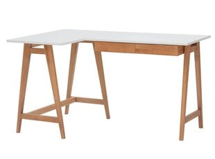Stūra galds Luka kreisā puse, 135x85 cm, balts цена и информация | Компьютерные, письменные столы | 220.lv