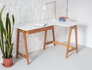Stūra galds Luka labā puse, 135x85 cm, balts цена и информация | Компьютерные, письменные столы | 220.lv