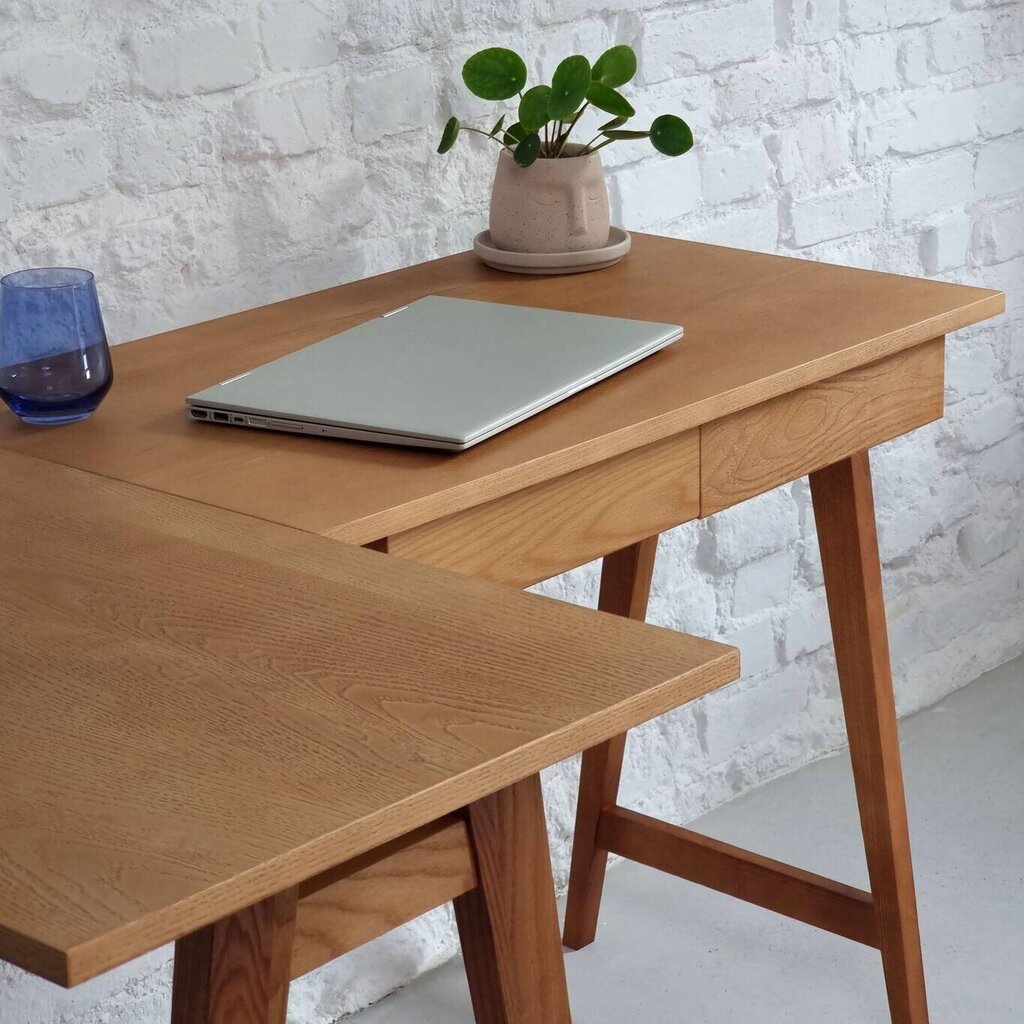 Stūra galds Luka kreisā puse, 135x85 cm, brūns цена и информация | Datorgaldi, rakstāmgaldi, biroja galdi | 220.lv