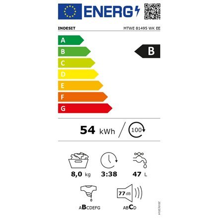 Indesit MTWE81495WKEE cena un informācija | Veļas mašīnas | 220.lv