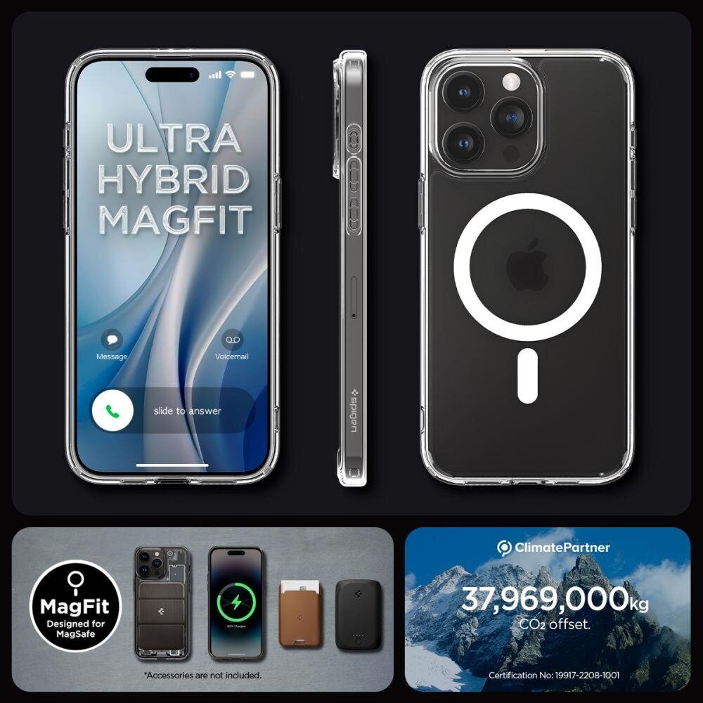 Telefona vāciņš, Spigen Ultra Hybrid Mag Magsafe, prieks Iphone 15 pro max, caurspīdīgs cena un informācija | Telefonu vāciņi, maciņi | 220.lv